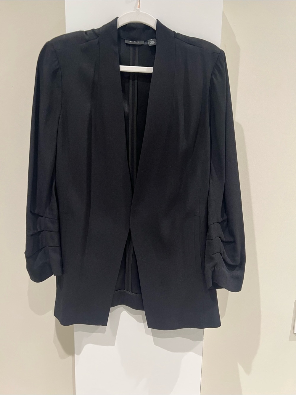 Halogen Black Open-Front Draped Blazer